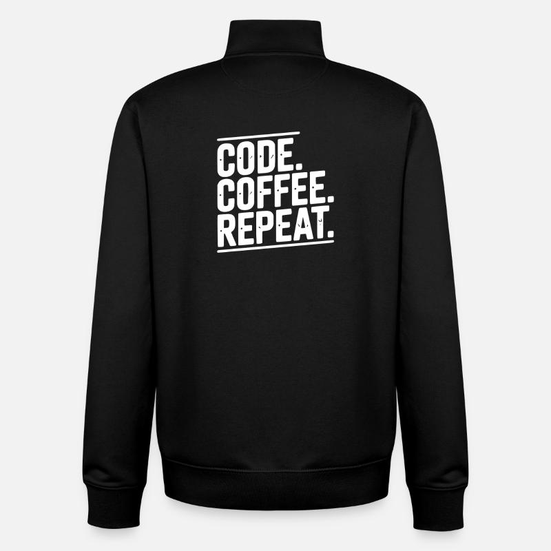 Code Kaffee-Wiederholung - Unisex Organic Zip Sweatshirt von Stanley/Stella - Schwarz
