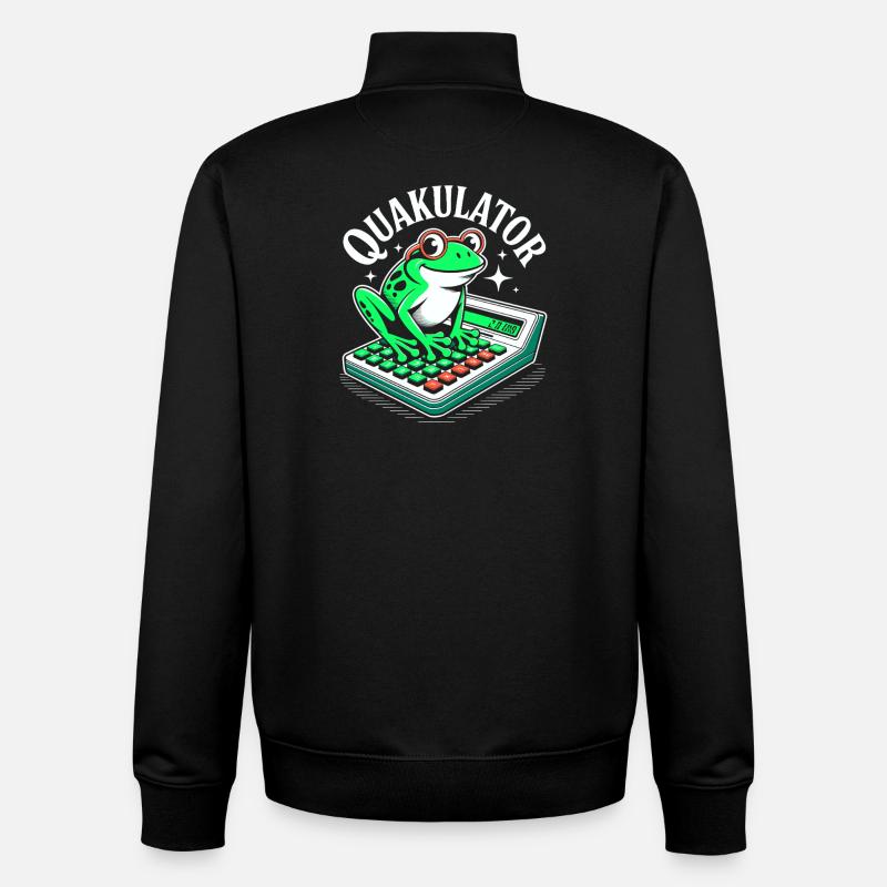 Funny Saying Math Frog Calculator - Unisex Organic Zip Sweatshirt by Stanley/Stella - black