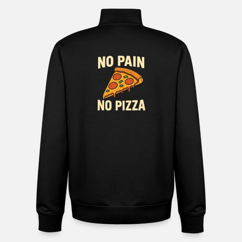 Pas de douleur, pas de pizza - Sweat zippé unisexe en coton bio Stanley/Stella - noir