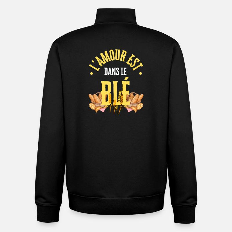 L'amour est dans le blé - Sweat zippé unisexe en coton bio Stanley/Stella - noir