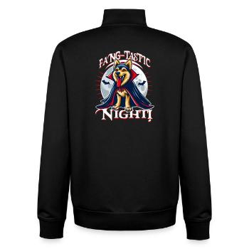 Vampire Chien Fang-tastic Nuit d’Halloween - Sweat zippé unisexe en coton bio Stanley/Stella - noir - Dos - AI Model Male 185 light (185cm)