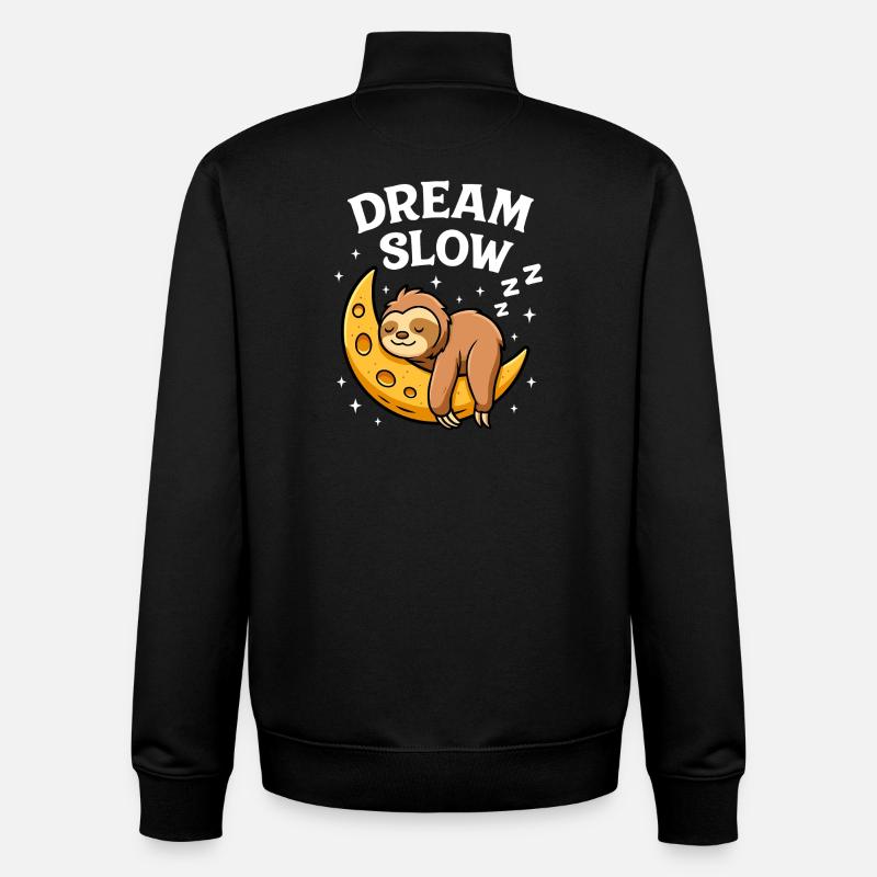 Cute sleeping sloth on moon - Unisex Organic Zip Sweatshirt by Stanley/Stella - black