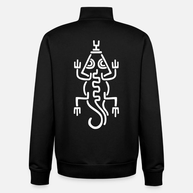 Lézard blanc tribal - Sweat zippé unisexe en coton bio Stanley/Stella - noir