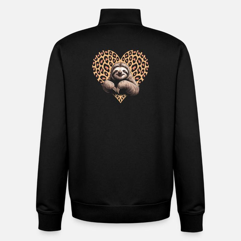 Faultier mit Leomuster - Unisex Organic Zip Sweatshirt von Stanley/Stella - Schwarz
