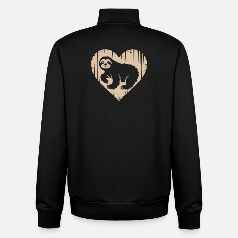 Conception de coeur de paresseux mignon - Sweat zippé unisexe en coton bio Stanley/Stella - noir