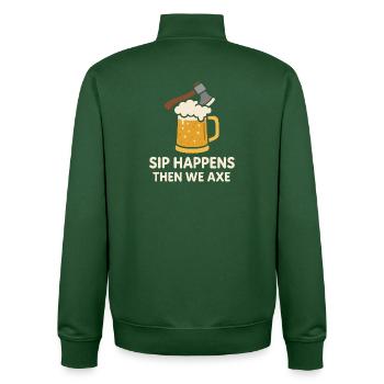 Lustige Axt Werfen Meme Ax Mir Alles Scharfe - Unisex Organic Zip Sweatshirt von Stanley/Stella - Flaschengrün - Hinten - AI Model Male 185 dark (185cm)