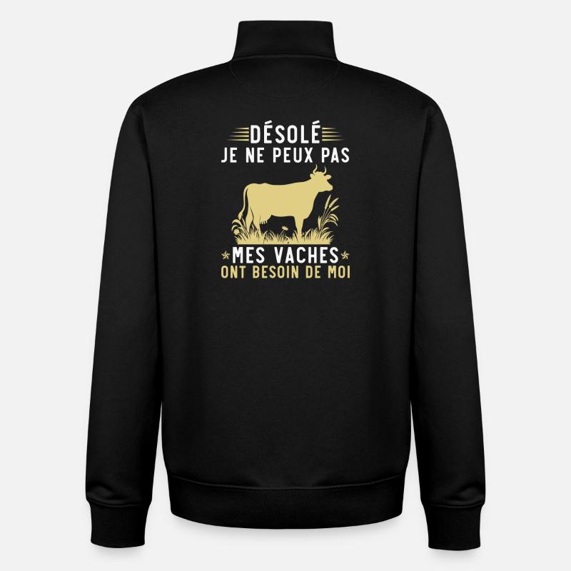 My cows need me - Unisex Organic Zip Sweatshirt by Stanley/Stella - black
