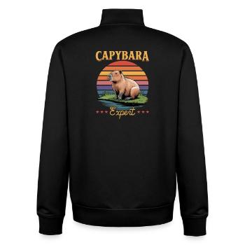 Funny aesthetic Kawaii Capybara - Unisex Organic Zip Sweatshirt by Stanley/Stella - black - Back - AI Model Male 185 light (185cm)
