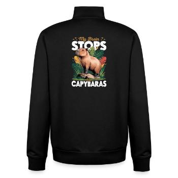 Funny aesthetic Kawaii Capybara - Unisex Organic Zip Sweatshirt by Stanley/Stella - black - Back - AI Model Male 185 light (185cm)