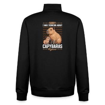 Funny aesthetic Kawaii Capybara - Unisex Organic Zip Sweatshirt by Stanley/Stella - black - Back - AI Model Male 185 light (185cm)