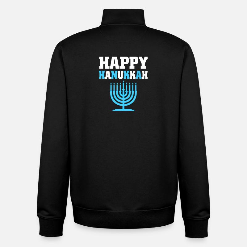 Hanoukka Hanoukka Hanoukka - Sweat zippé unisexe en coton bio Stanley/Stella - noir