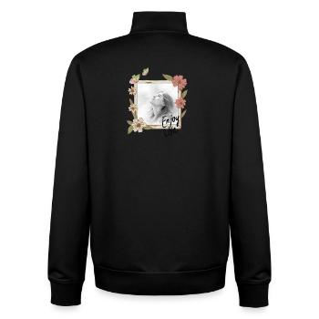 Floral Frame Portrait Enjoy Life - Unisex Organic Zip Sweatshirt by Stanley/Stella - black - Back - AI Model Male 185 light (185cm)
