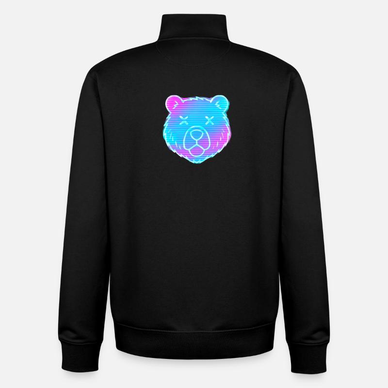 Tête d’ours néon dégradée - Sweat zippé unisexe en coton bio Stanley/Stella - noir