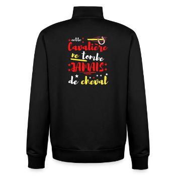 Cette Cavaliere Ne Tombe JAMAIS de cheval - Sweat zippé unisexe en coton bio Stanley/Stella - noir - Dos - AI Model Male 185 light (185cm)