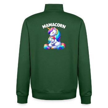 Mamacorn Maman Licorne Mère Bébé Licorne à grains - Sweat zippé unisexe en coton bio Stanley/Stella - vert bouteille - Dos - AI Model Male 185 dark (185cm)