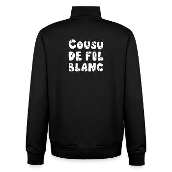 GENÄHT MIT WEISSEM FADEN! - Unisex Organic Zip Sweatshirt von Stanley/Stella - Schwarz - Hinten - AI Model Male 185 light (185cm)