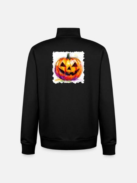 Bunter Kürbis Jack-O-Lantern - Unisex Organic Zip Sweatshirt von Stanley/Stella - Schwarz