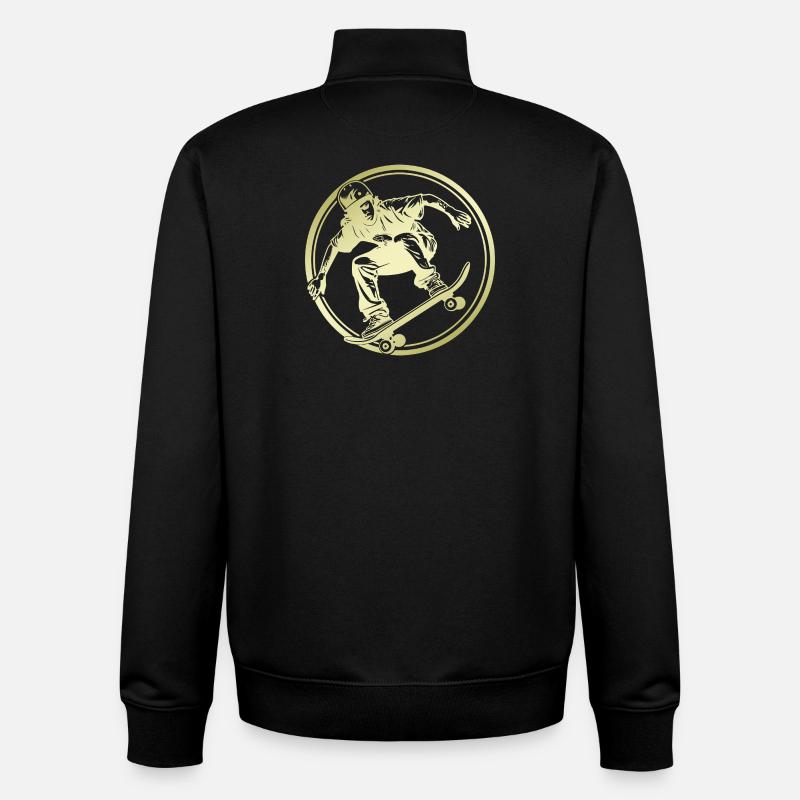 Skateboarding Silhouette Skateboard - Sweat zippé unisexe en coton bio Stanley/Stella - noir