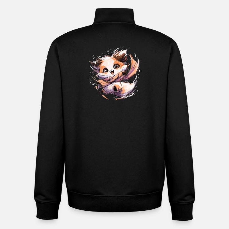 Fox with Scarf | Dancing Fox - Unisex Organic Zip Sweatshirt by Stanley/Stella - black