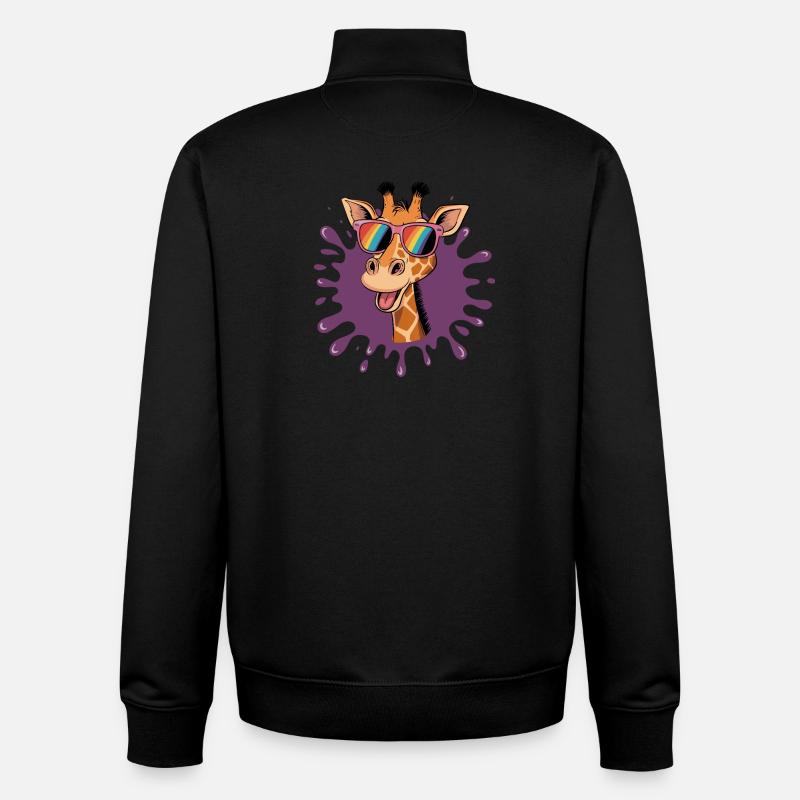 Fröhliche Giraffe Mit Regenbogenbrille Im Coolen - Unisex Organic Zip Sweatshirt von Stanley/Stella - Schwarz