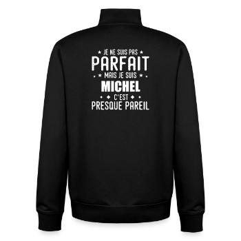 Michel: authentic, imperfect, top, perfection - Unisex Organic Zip Sweatshirt by Stanley/Stella - black - Back - AI Model Male 185 light (185cm)