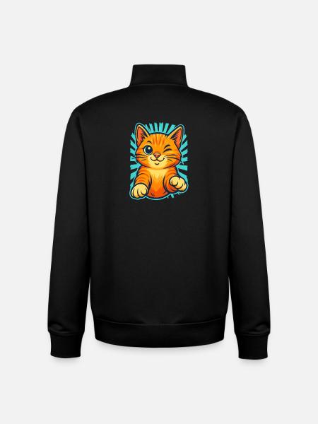 Winking Orange Kitten, Love Cats - Unisex Organic Zip Sweatshirt by Stanley/Stella - black
