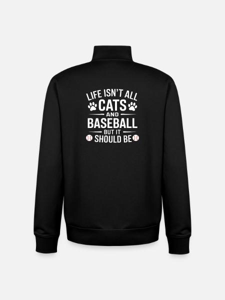 Baseball Saying Cats Funny Baseball Gift - Unisex Organic Zip Sweatshirt by Stanley/Stella - black