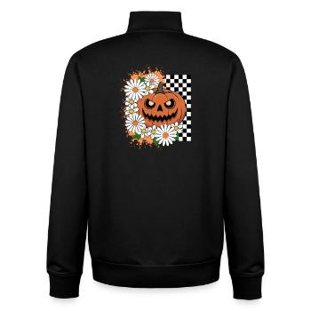 Halloween Kürbis | Jack o Laterne Blumen - Unisex Organic Zip Sweatshirt von Stanley/Stella - Schwarz - Hinten - AI Model Male 185 light (185cm)