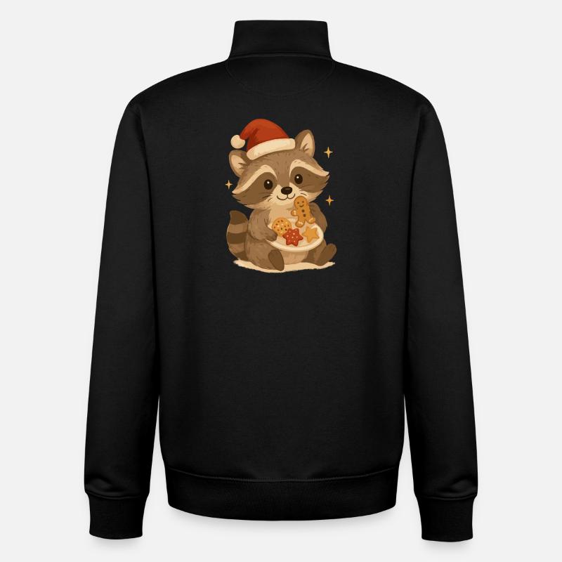 Weihnachts Waschbär mit Plätzchen - Unisex Organic Zip Sweatshirt von Stanley/Stella - Schwarz