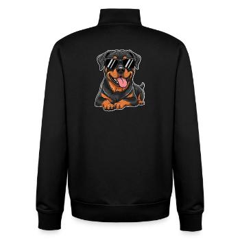 Cooler Rottweiler mit Sonnenbrille für Hundefans - Unisex Organic Zip Sweatshirt von Stanley/Stella - Schwarz - Hinten - AI Model Male 185 light (185cm)