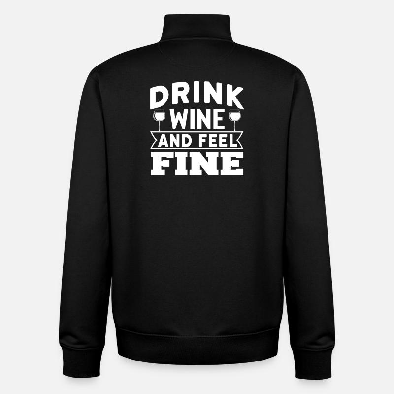 Buvez du vin et sentez-vous bien - Sweat zippé unisexe en coton bio Stanley/Stella - noir