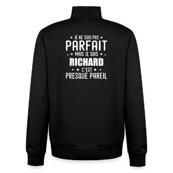 Richard: authentisch, unvollkommen, Top, Perfektion - Unisex Organic Zip Sweatshirt von Stanley/Stella - Schwarz - Hinten - AI Model Male 185 light (185cm)