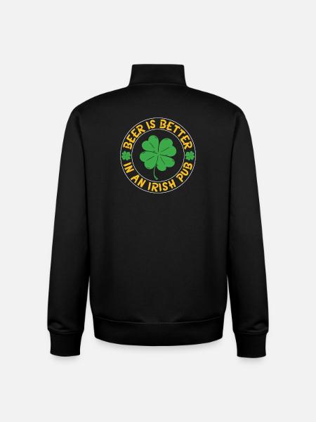Beer better irish pub - Unisex Organic Zip Sweatshirt by Stanley/Stella - black