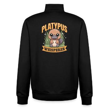 Funny aesthetic Kawaii Platypus - Unisex Organic Zip Sweatshirt by Stanley/Stella - black - Back - AI Model Male 185 light (185cm)