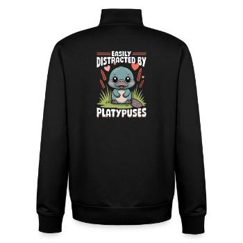 Funny aesthetic Kawaii Platypus - Unisex Organic Zip Sweatshirt by Stanley/Stella - black - Back - AI Model Male 185 light (185cm)