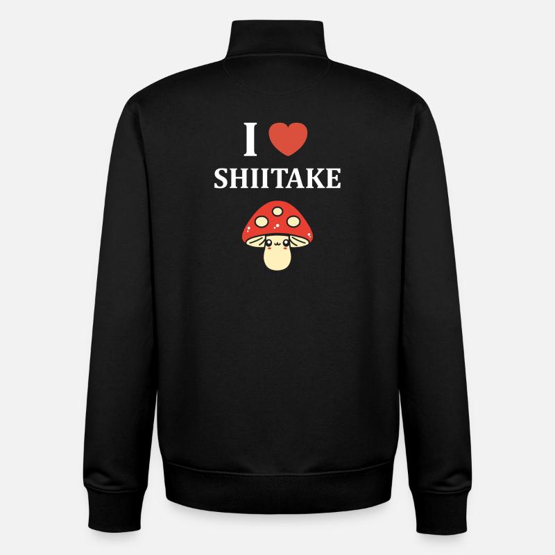 J'aime Shiitake - Sweat zippé unisexe en coton bio Stanley/Stella - noir