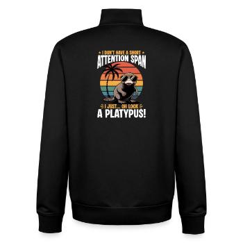 Funny aesthetic Kawaii Platypus - Unisex Organic Zip Sweatshirt by Stanley/Stella - black - Back - AI Model Male 185 light (185cm)