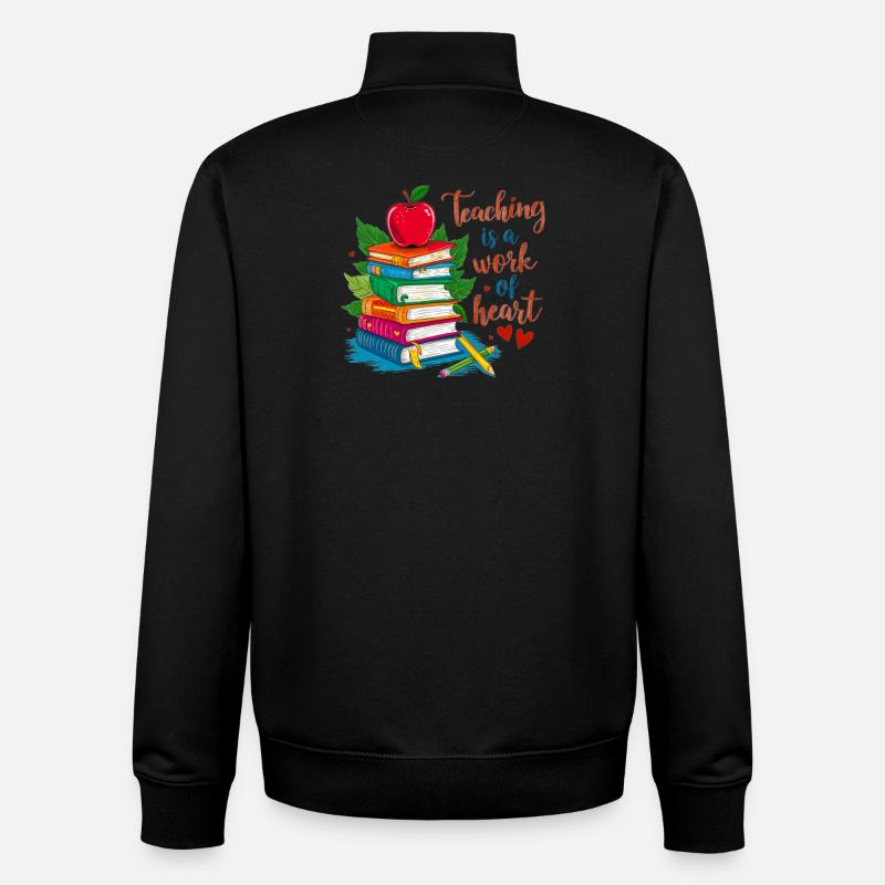 Teacher Bokstack and Hjärta - Unisex Organic Zip Sweatshirt by Stanley/Stella - black