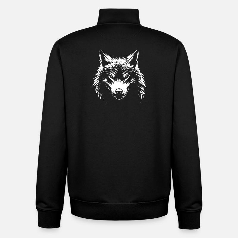Wolf sait :) - Sweat zippé unisexe en coton bio Stanley/Stella - noir