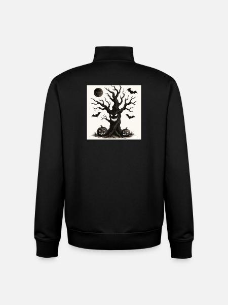Halloween spooky tree October 31 - Unisex Organic Zip Sweatshirt by Stanley/Stella - black
