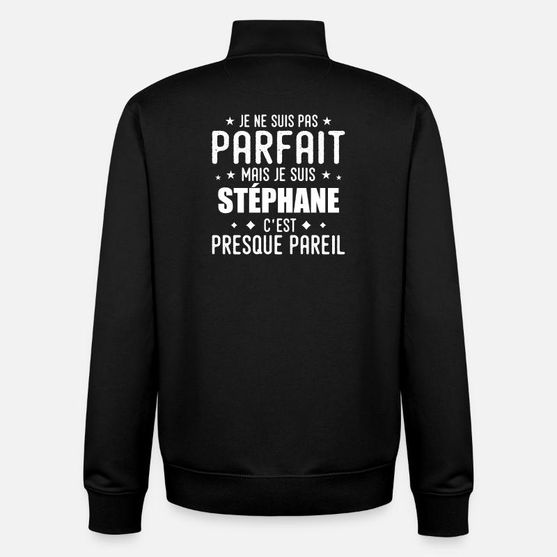 Stéphane : authentique, imparfait, top, perfection - Sweat zippé unisexe en coton bio Stanley/Stella - noir