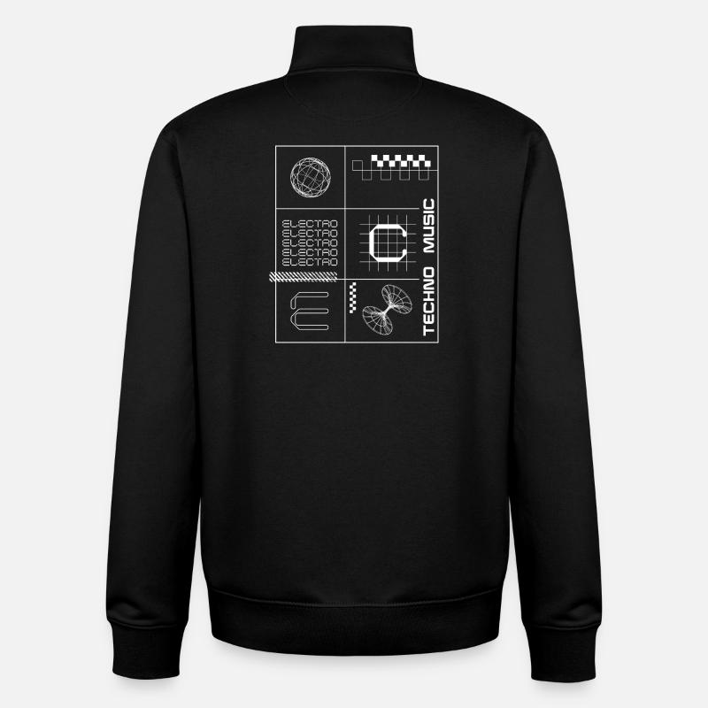 Geometrisches Elecotro Tech Grid Retro Poster - Unisex Organic Zip Sweatshirt von Stanley/Stella - Schwarz