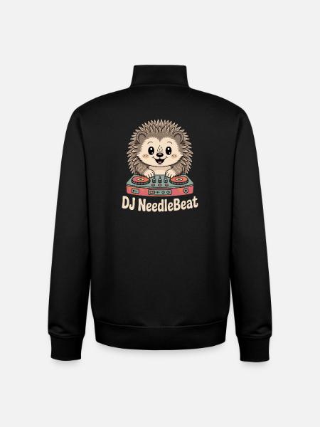 DJ NeedleBeat Hedgehog DJ Turntable Rave - Unisex Organic Zip Sweatshirt by Stanley/Stella - black