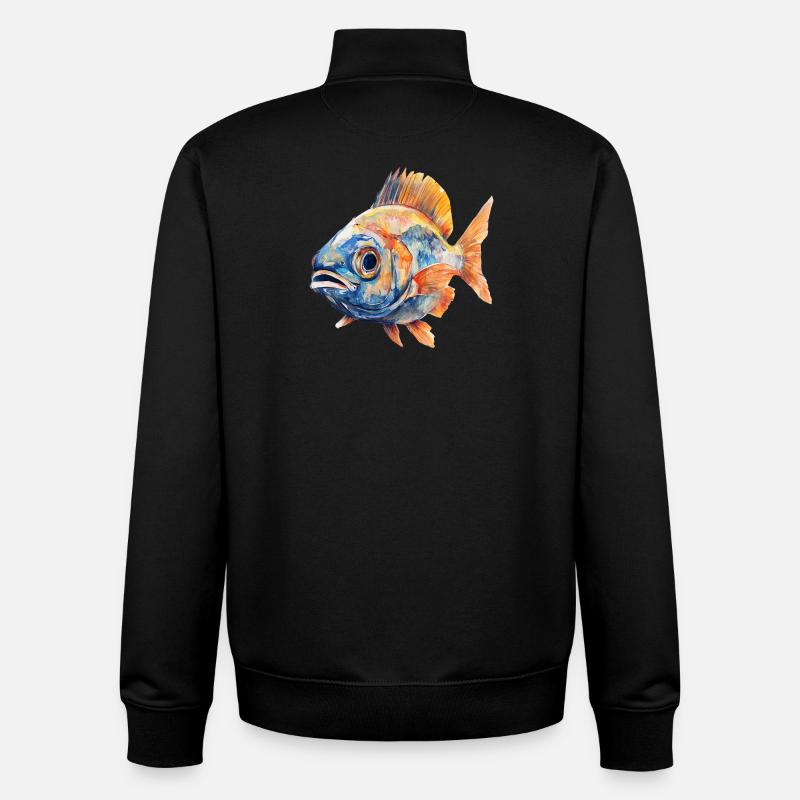 Aquarellfisch Farbexplosion - Unisex Organic Zip Sweatshirt von Stanley/Stella - Schwarz