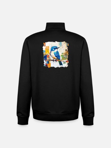 Blauer Vogel im Farbblock-Abstract - Unisex Organic Zip Sweatshirt von Stanley/Stella - Schwarz