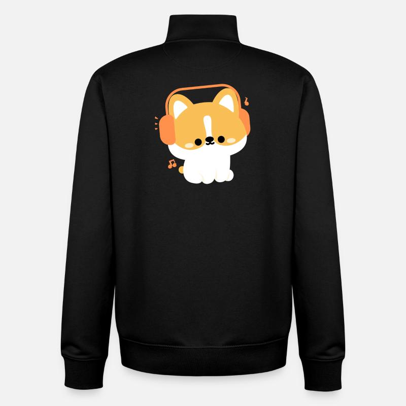 Kopfhörer Corgi - Unisex Organic Zip Sweatshirt von Stanley/Stella - Schwarz