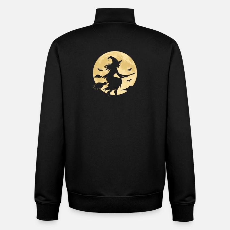Moonlight Witch on Broom - Unisex Organic Zip Sweatshirt by Stanley/Stella - black