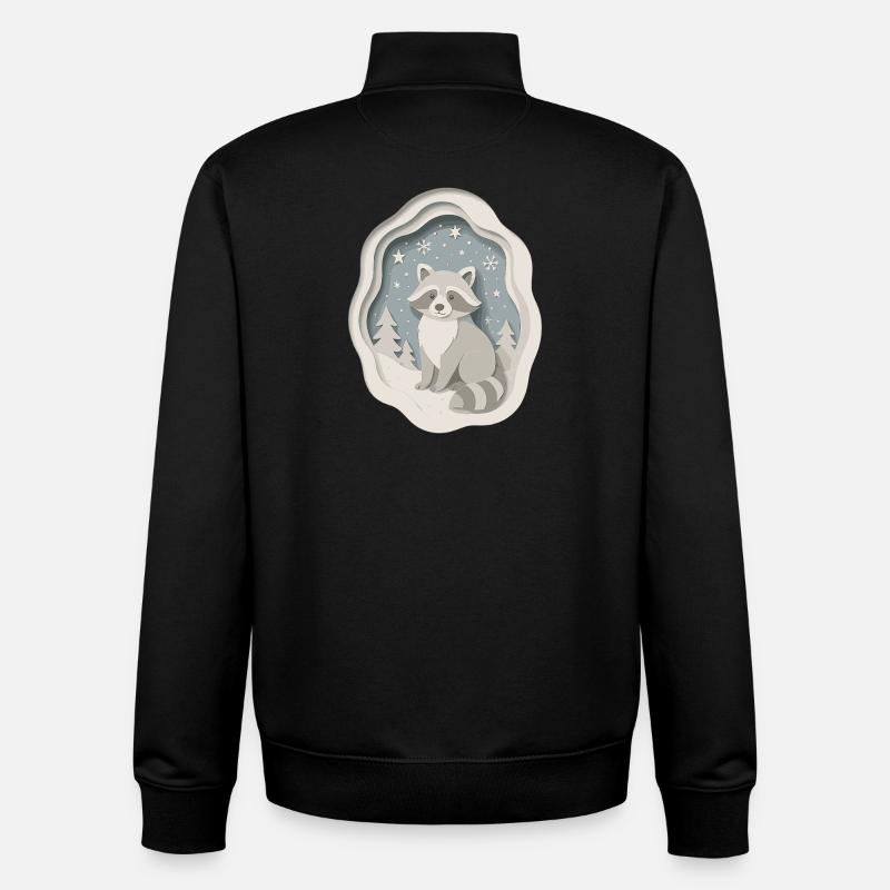 Winterlicher Waschbär im Schnee - Unisex Organic Zip Sweatshirt von Stanley/Stella - Schwarz