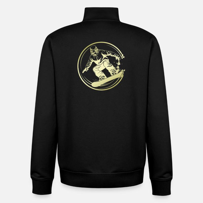 Snowboarder Silhouette - Sweat zippé unisexe en coton bio Stanley/Stella - noir