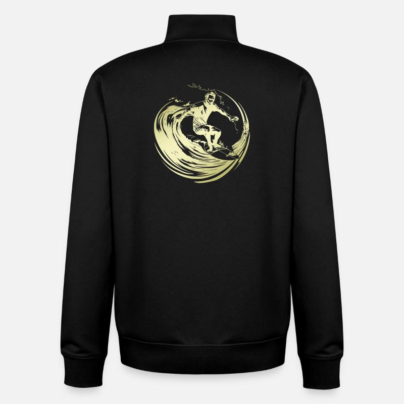 Silhouette de surfeur Surf - Sweat zippé unisexe en coton bio Stanley/Stella - noir